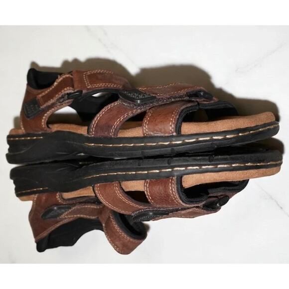 Dr. Scholl’s Brown Leather Comfort Sandals Men’s Size 12 Adjustable Outdoor main image 4